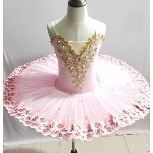 Girls modern dance swan lake ballet dresses kids children ballerina tutu skirts stage performance professional pancake dress